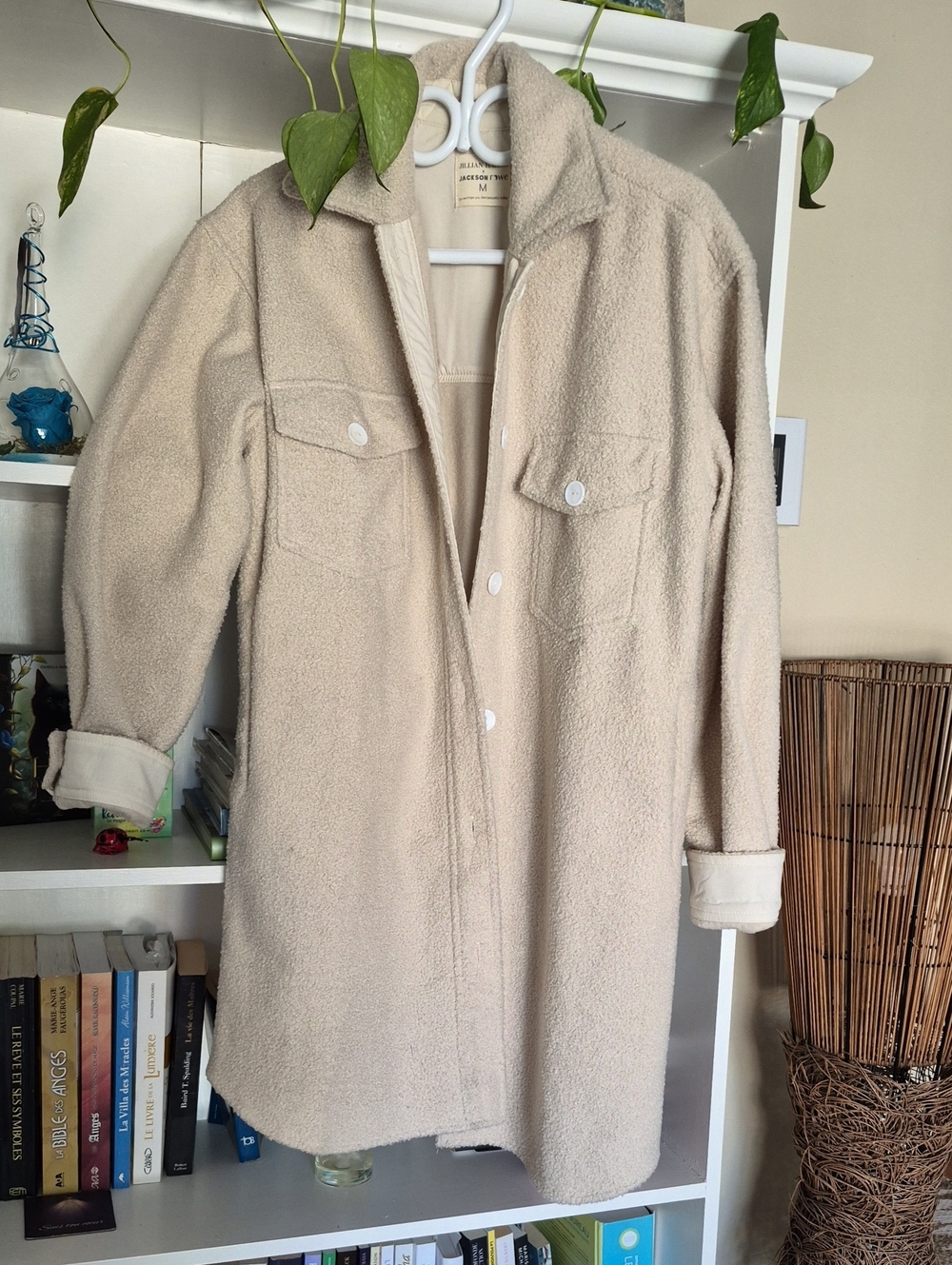 2/$50 Jackson Rowe Cream Teddy Shacket Coat